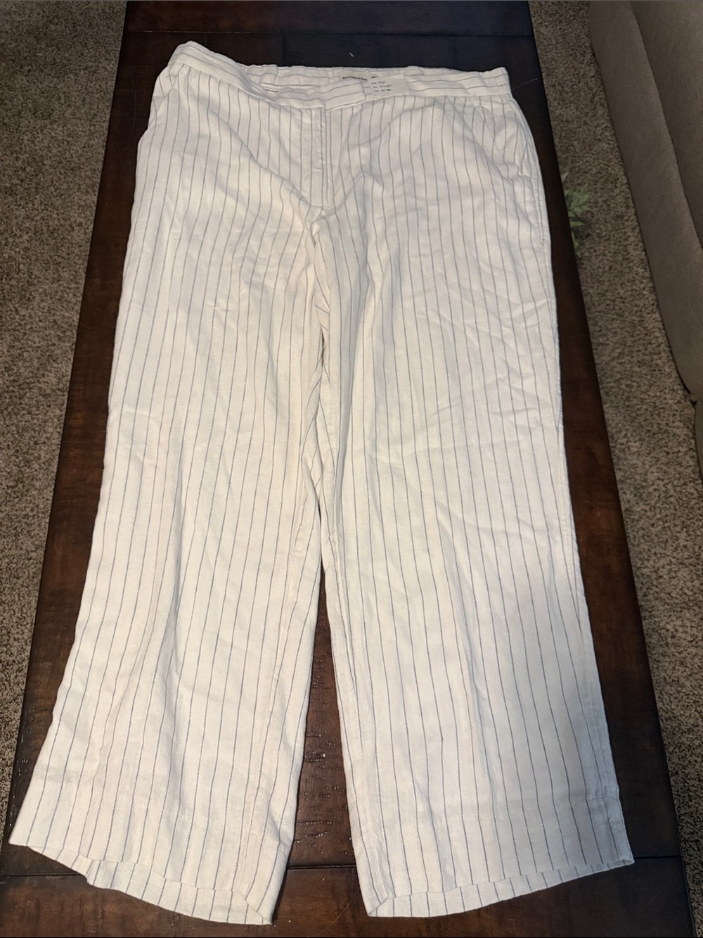 Abercrombie & Fitch Sloan Women’s White Pinstripe Wide-Leg Pants sz 34/18